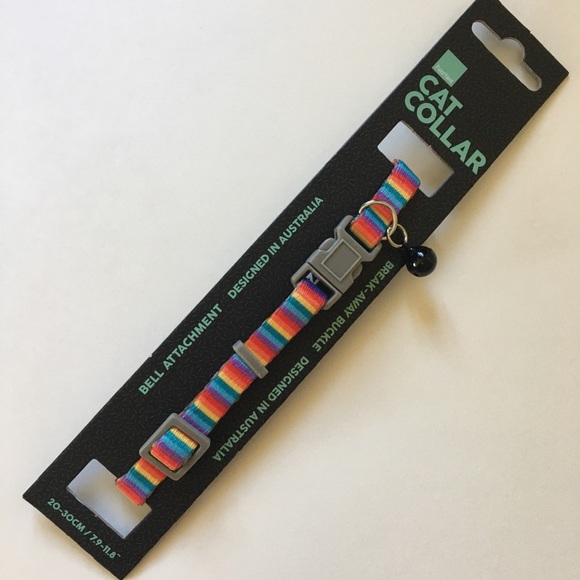 NEW Cat Collar with Bell Multicolor Stripes | FuzzYard - Picture 1 of 6